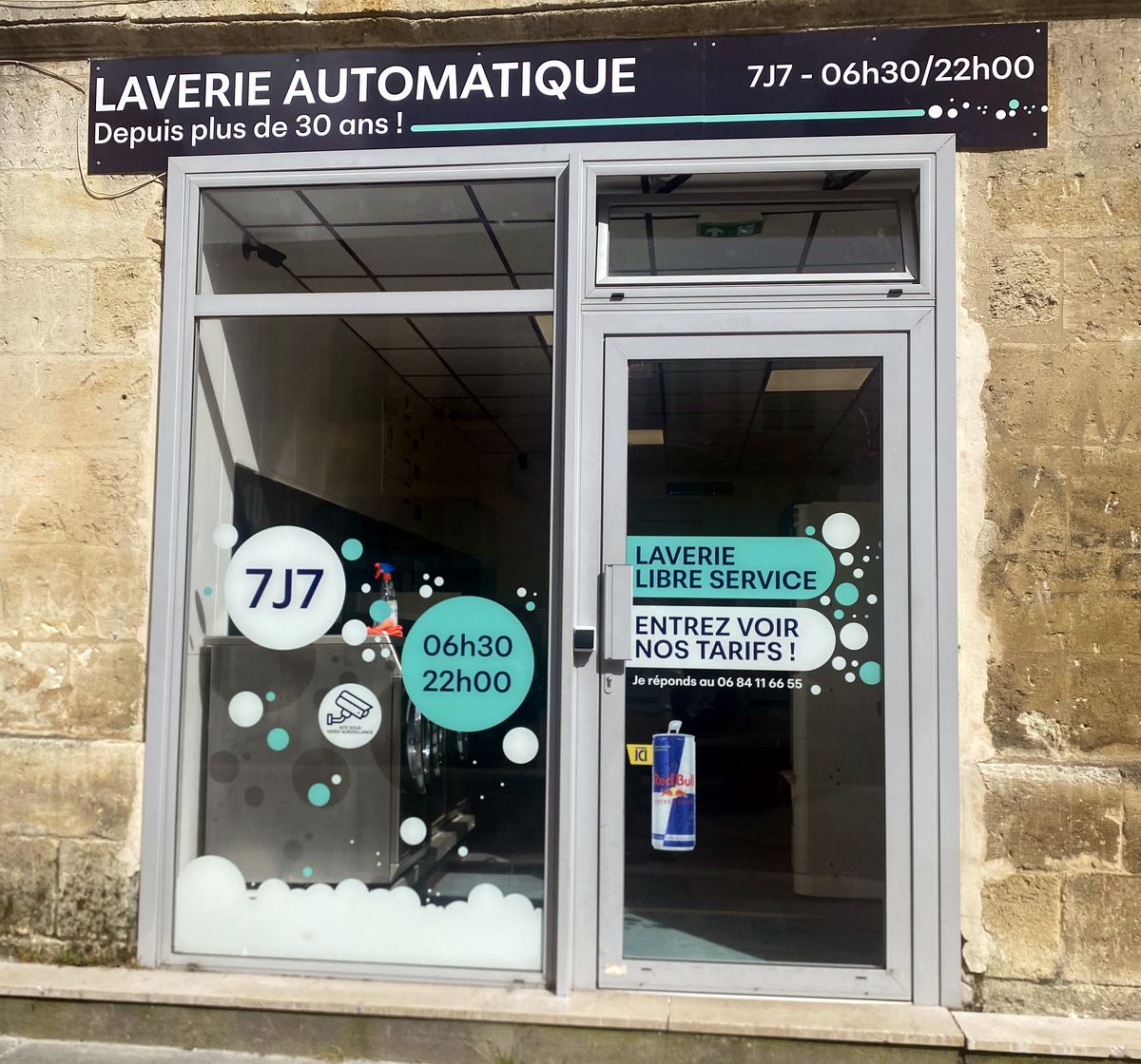 La Laverie de la Somme — 34 Cours de la Somme, Bordeaux Shopfront of La Laverie de la Somme, self-service laundrette at 34 Cours de la Somme in Bordeaux, open 7 days a week from 6.30 am to 10 pm